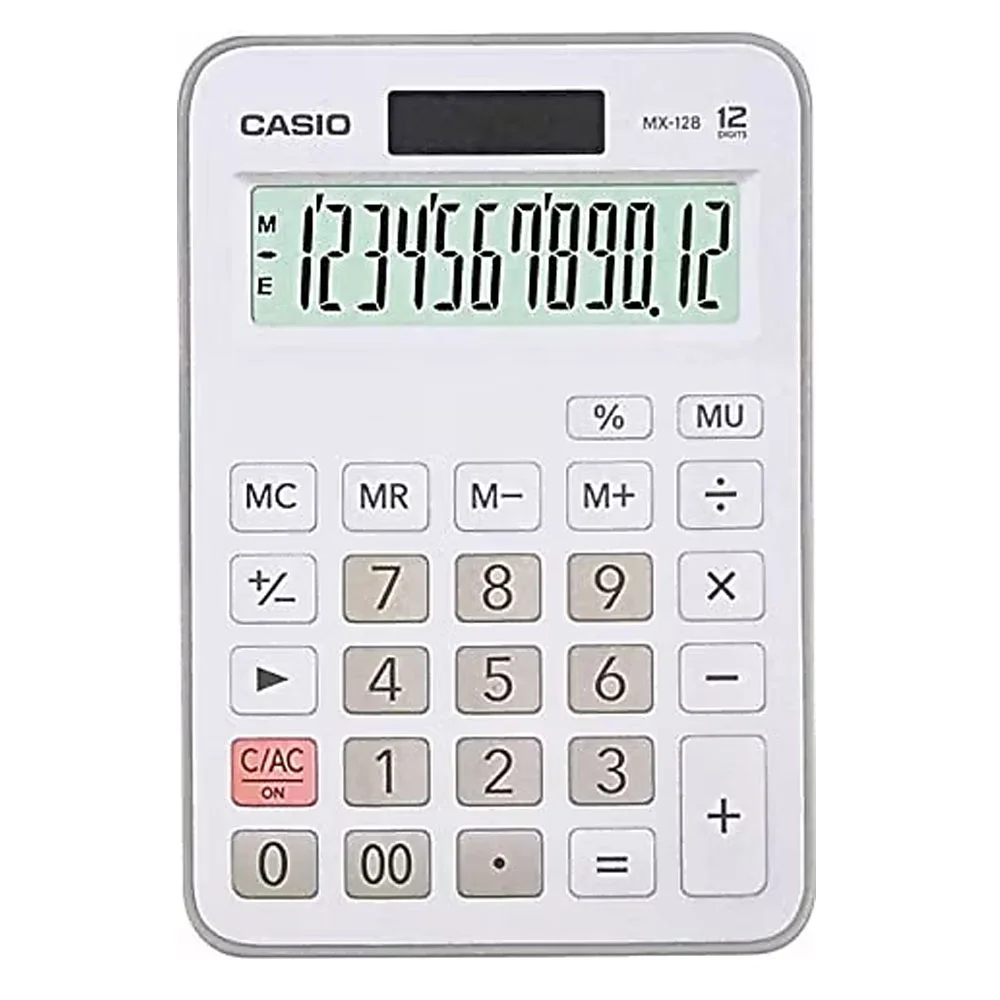 Casio Hesap Makinesi Masaüstü 12 Hane Beyaz MX-12B-WE