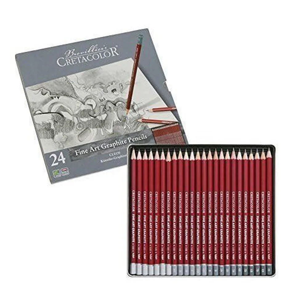 Cretacolor Cleos Fine Art Dereceli Kalem Seti 24 lü Metal Kutu 16024