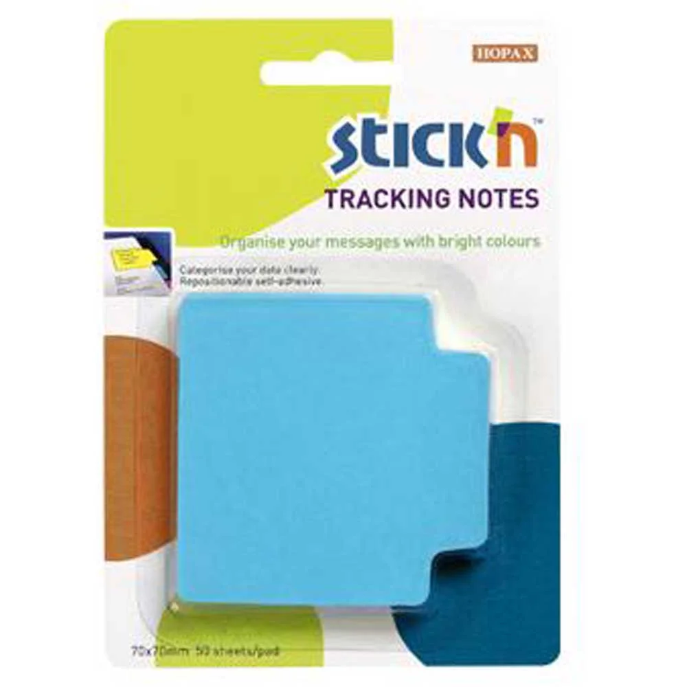 Hopax Stickn Yapışkanlı Not Kağıdı TracKing 50 YP 70x70 Fosforlu Mavi 21479