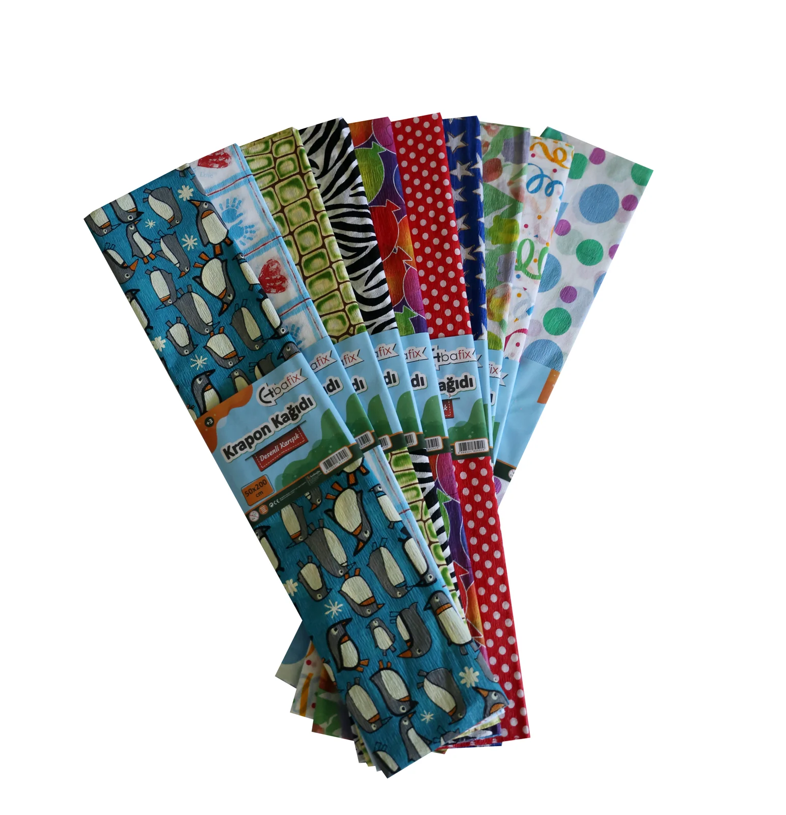 Bafix Krepon Kağıdı 10 LU 50x200 CM Karışık Renk Desenli