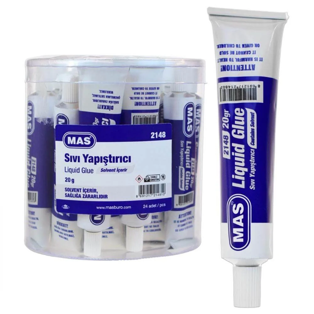 Mas Sıvı Yapıştırı Tüpte 20 GR Solvent İçerir 2148