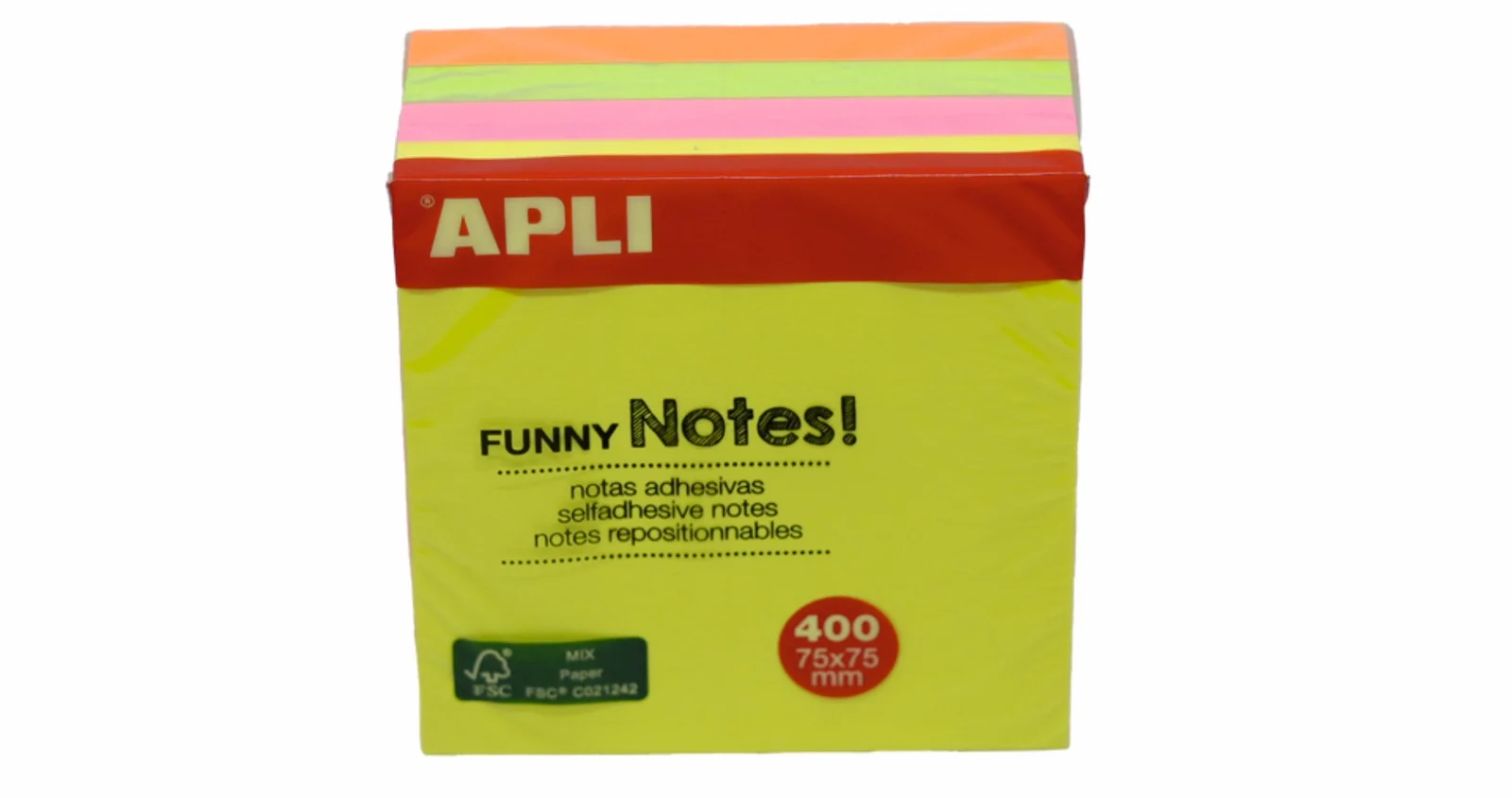 Aplı Yapışkanlı Not Kağıdı 4 Renk Funny 400 YP 75x75 Neon Küp 10974