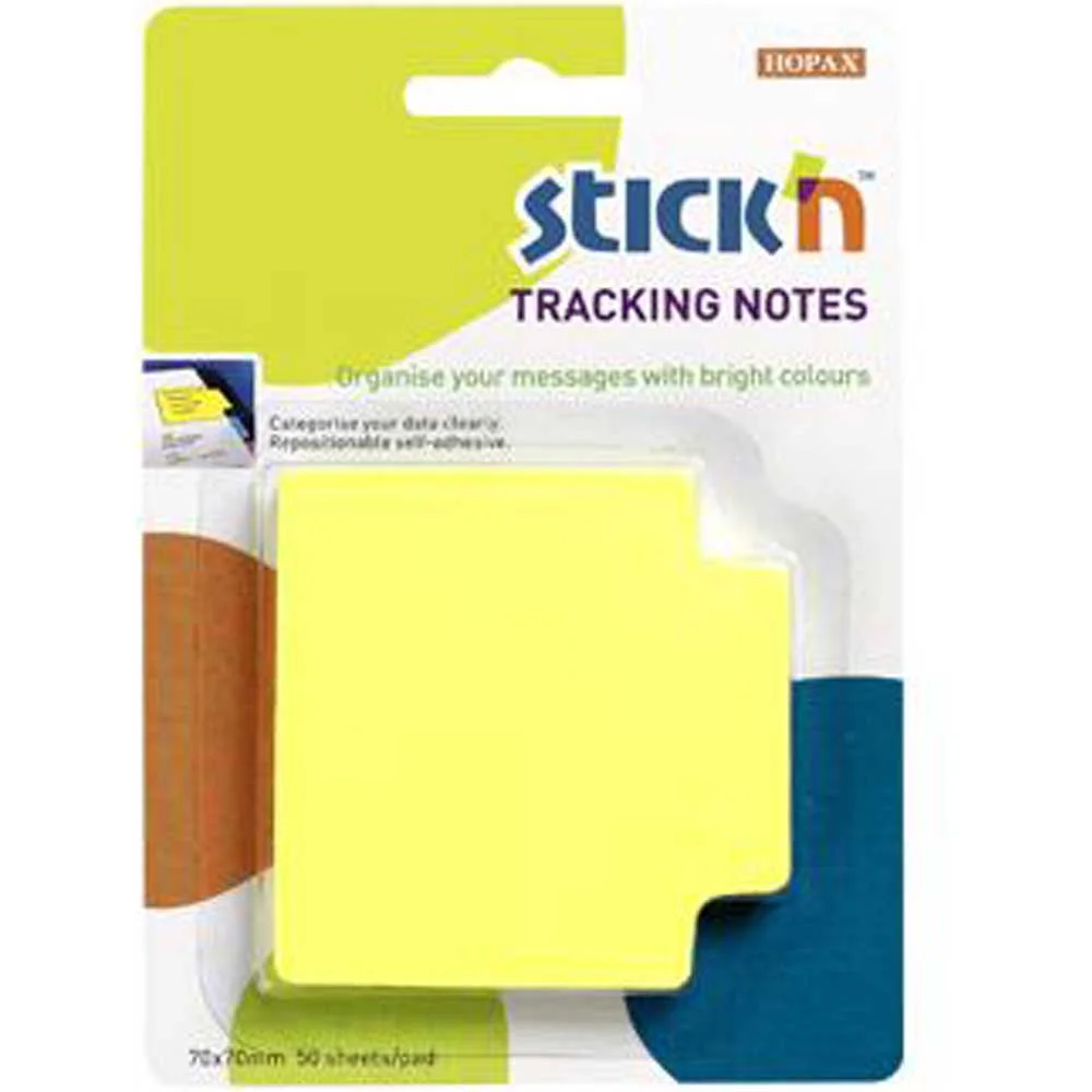 Hopax Stickn Yapışkanlı Not Kağıdı TracKing 50 YP 70x70 Fosforlu Sarı 21478