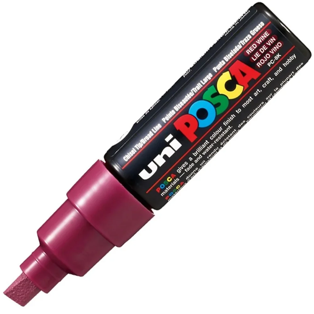 Uni-Ball Posca 8.0 Su Bazlı Poster Markörü Şarap Kırmızı PC-8K