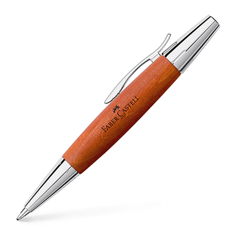 Faber-Castell E-Motion Krom/Ahşap Tükenmez, Kahve