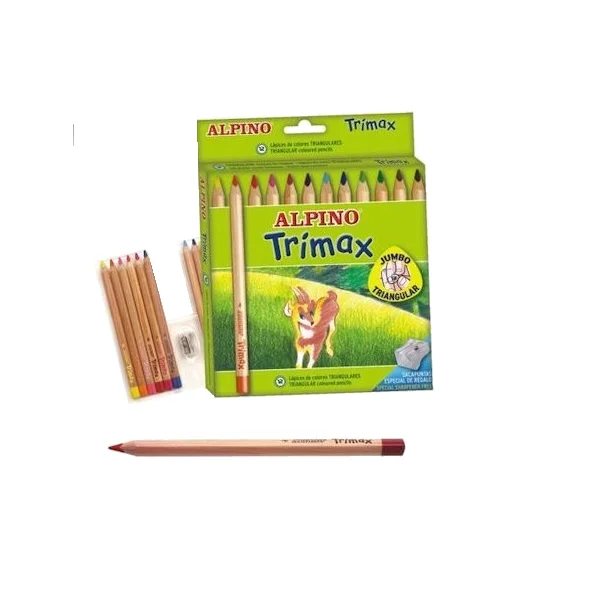 Alpino Kuru Boya Trimax Karton Kutu Jumbo Tam Boy Üçgen 12 Lİ AL000113
