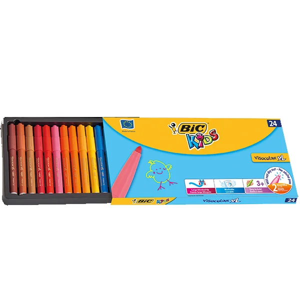 Bic Keçeli Kalem Visa Jumbo Yıkanabilir 24 Renk 965209