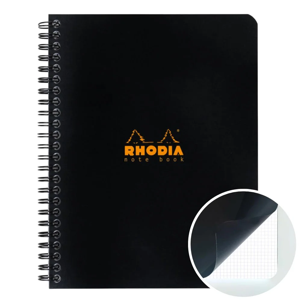 160x210 MM A5+Kareli Defter Siyah Kapak Yandan Spiralli 80 Yp 5 Li