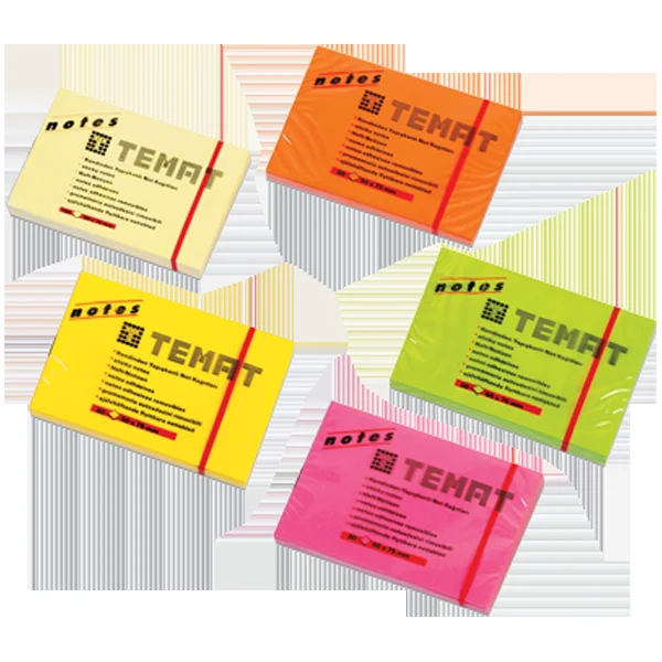 Temat Yapışkanlı Not Kağıdı 50x75 MM Fosforlu Sarı 11064