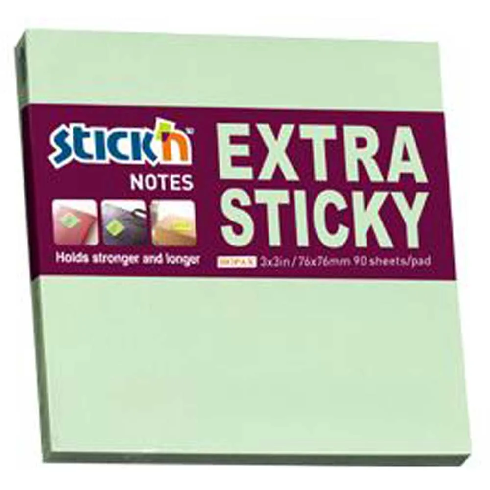 Hopax Stickn Yapışkanlı Not Kağıdı Extra 90 YP 76x76 Pastel Yeşil HE21662