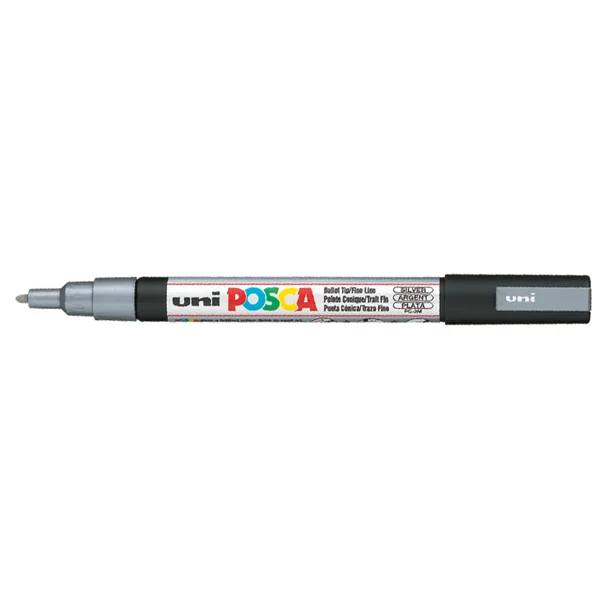 Uni-Ball Posca Markör Boyama Su Bazlı Poster 0.9-1.3 MM Gümüş PC-3M